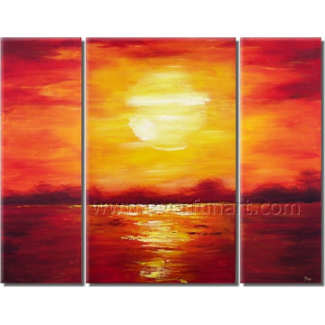 Schöne Segeltuch-Kunst-Sonnenaufgang-Meerblick-Ölgemälde für Dekor (SE-202)